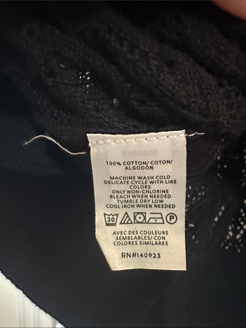 LOFT Black Cardigan with Cream Scalloped Trim - Picture 9 of 10